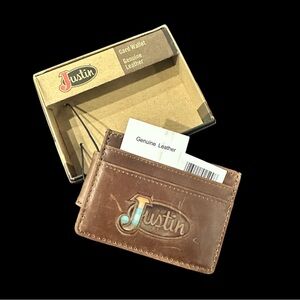 Justin Boots Tan Leather Card Holder